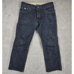 Kuhl Riot Mens Denim Jeans Black Gray 35x30 Straight Leg Workwear Outdoor